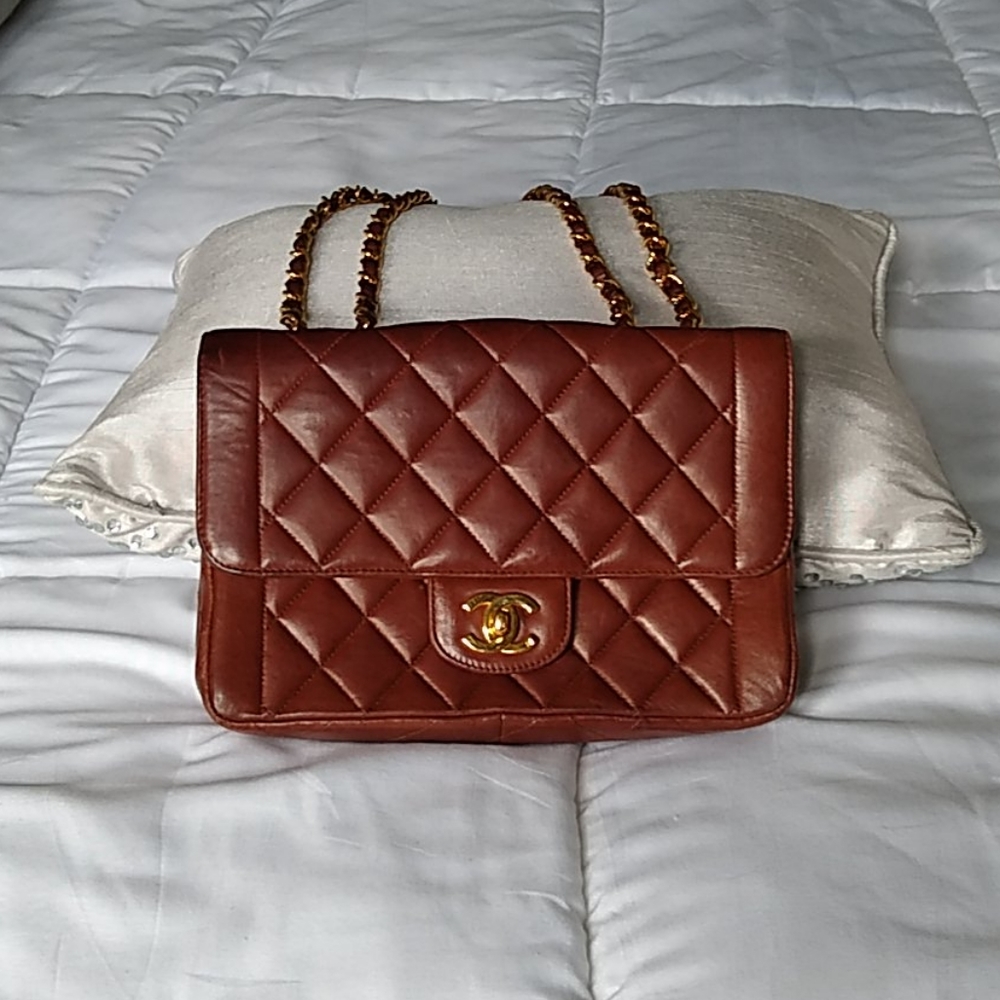 Chanel Brown Lambskin Classic Vintage Flap Bag